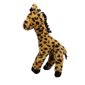 Vtg Mighty Star Giraffe 15" Plush Gold Brown Stuffed Animal Pink Nostrils Korea